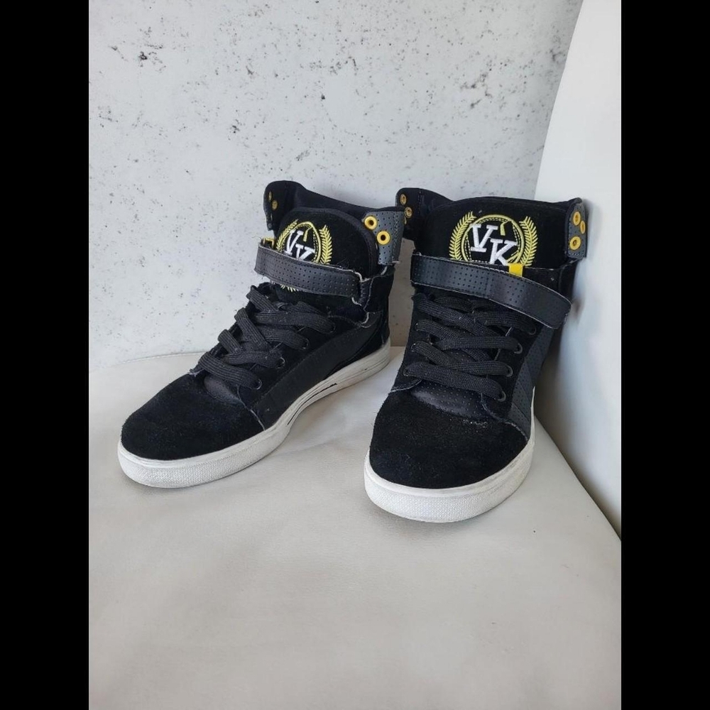 Black and yellow shoes
